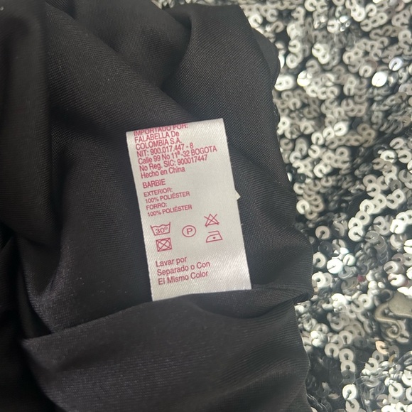 Barbie Holiday Sequined Girl's Dress Black and Silver Midi Size 8 - Picture 11 of 13